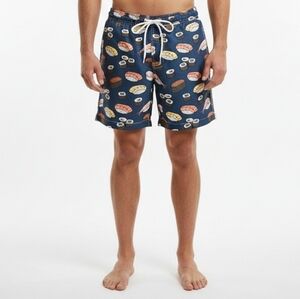 Trunk Men's Navy Sushi Pattern Swim Trunks Size M Quirky Bold Print Retro Summer